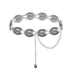 3463 Silver Concho Belts For Women Western Cowboy Cowgirl Chain Belt Dress